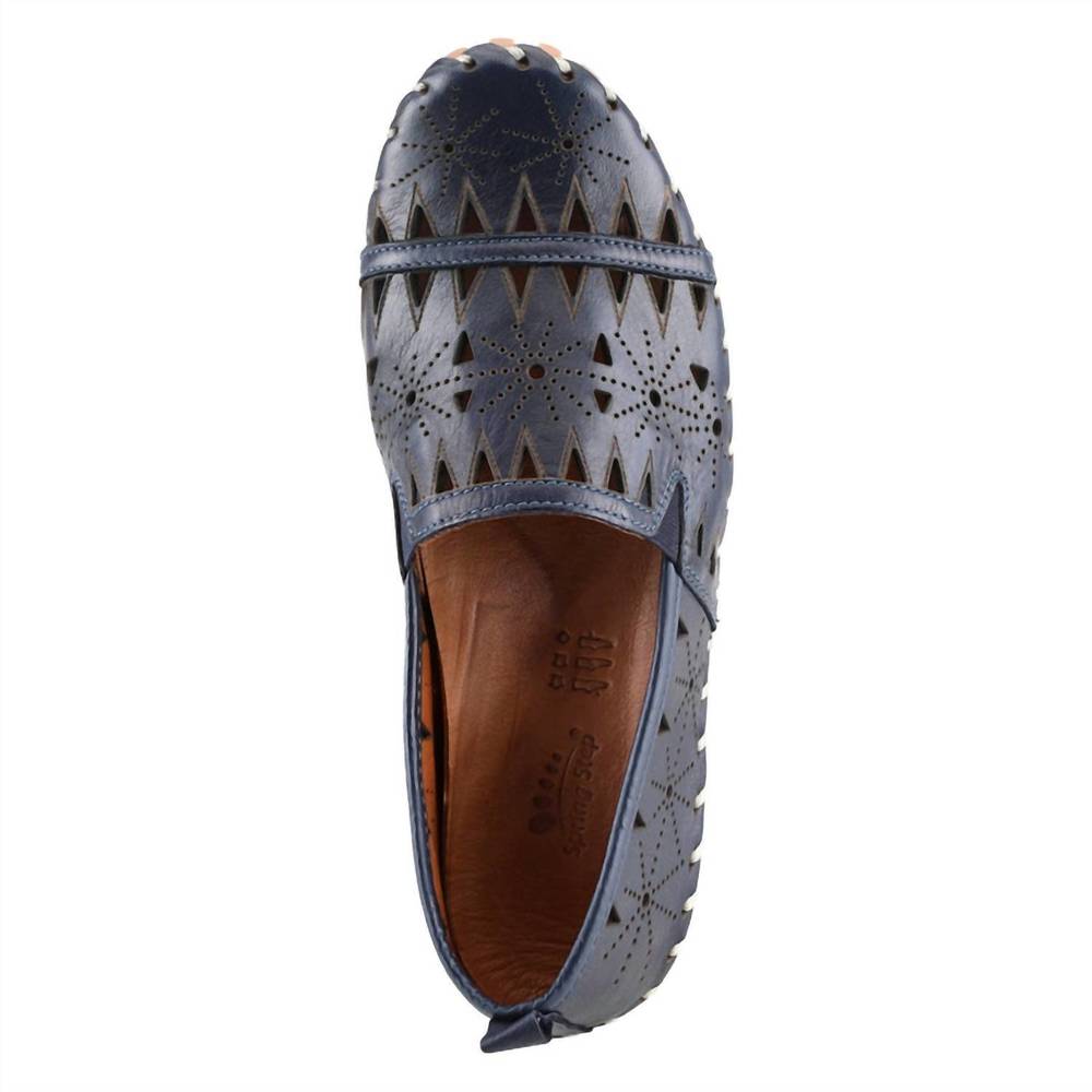 New Spring Step Fusaro Navy Leather Slip-On Flats 41 - Picture 4 of 8